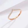 GD Ladies Fashion V-shaped Finger Jewelry 18K Gold Plated Stainless Steel Cubic Zirconia Pave V Shape Zircon Thin Ring for Women