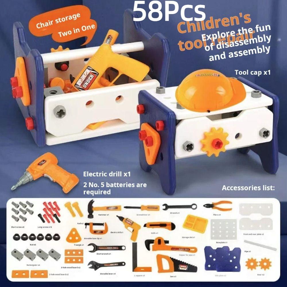 40/56/58Pcs with Screwdrivers Pretend Tools Kit Children's Toys Repair Toolbox  for Boys Girls