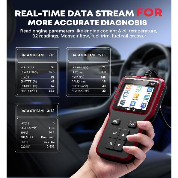 Obd2 Scanner With Battery Tester Enhanced Fixd Car Diagnostic Tool Code Reader For Cars And Trucks Check Engine Light Reader Clears Vehicle Error