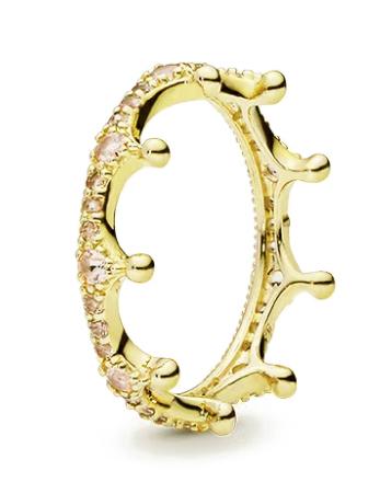New copper Light Gold Plated Crown Love Bow Colored Diamond Ring Charm Compatible With for Party Daily Leisure Wear Do It Yourself Womens Boutique Je