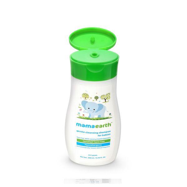 Mamaearth Sanftes Baby-Shampoo Tränenfrei pH-neutraler Reiniger Mit Kokosnuss & Aloe Vera Für Sanfte Kopfhautpflege 200ml Für Empfindliche Haut