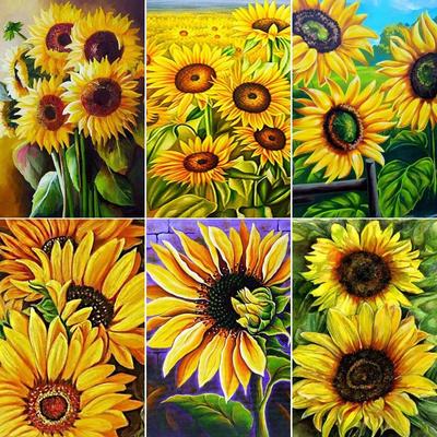 Pittura diamante 5D completa Girasoli dorati fai da te Ricamo diamante Mosaico diamante Punto croce Kit Decorazione casa Regalo