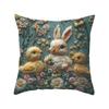 Easter Bunny Pillowcase Imitation Embroidery Lamb And Chick Print Pillowcase Farmhouse Throw Pillow Cover for Parties Living Room Couch Sofa Decor