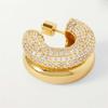 Stainless steel temperament, double ring C-shaped earrings, female design, niche, inlaid zircon earrings, color preservation
