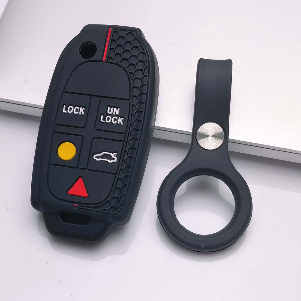 Key Fob Cover for Volvo XC90 XC70 S60 S80 V70 with Keychain Anti-Scratch Guard Shockproof Protection Soft Grip Texture Responsive Button Touch
