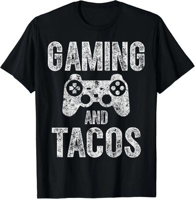 Funny Video Gamer Gift Gaming And Tacos Cute Gift Unisex T-Shirt