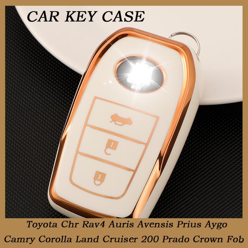 

2/3 button TPU Car Key Case Cover for Toyota Chr Rav4 Auris Avensis Prius Aygo Camry Corolla Land Cruiser 200 Prado Crown Fob Accessories 3 buttons чорний
