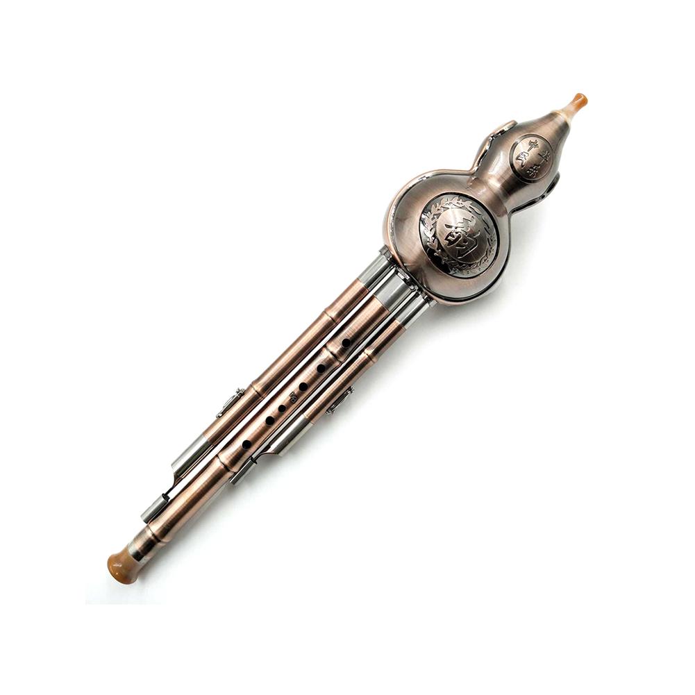 Čínská ručně vyráběná Hulusi kovová tykev Cucurbitová flétna Etnický hudební nástroj pro začínající milovníky hudby