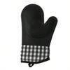 1Pc Thickened Oven Silicone Anti-scalding Glove, Kitchen Supplies, Plaid Printed Gloves Microwave Oven Silicone Thermal Insulation Gloves