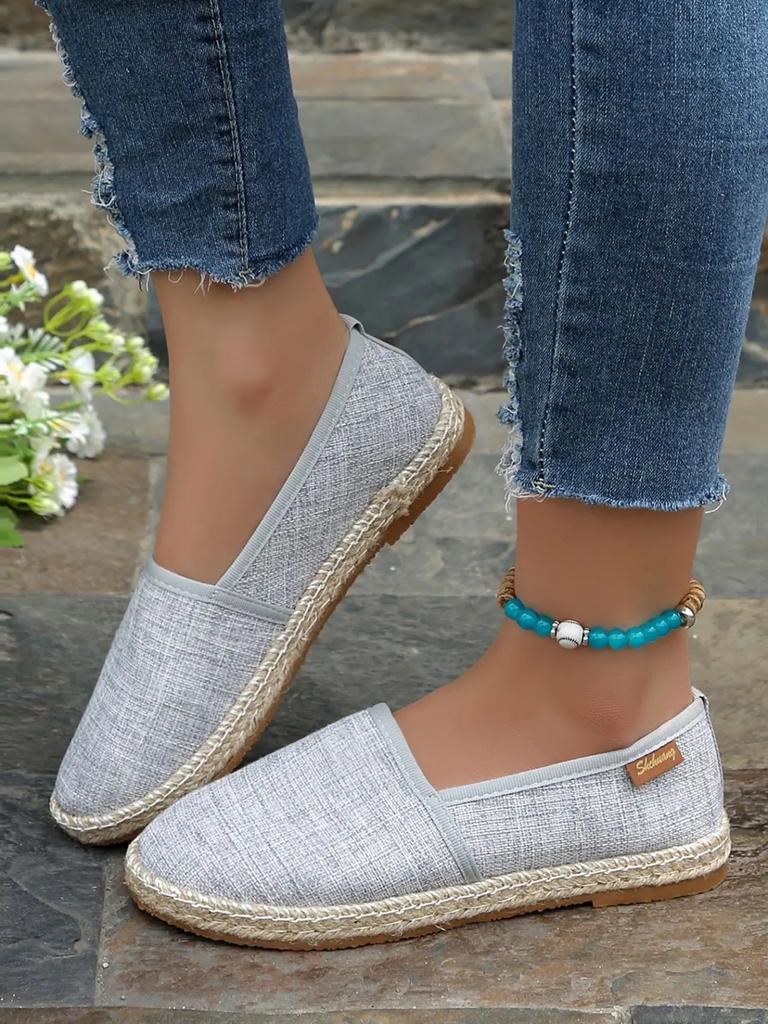 Comfortable Canvas Flat Shoes Women Breathable Non-Slip Espadrille Shoes Woman  Summer Solid Color Shallow Casual Flats