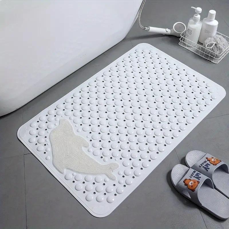 

1pc Non Slip Shower Mat Rectangle Bath Mat with Suction Cups, Drain Holes, 35x70cm Dolphin Bathroom Tub Mats Machine Washable 35x70cm білий