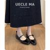 Lambskin~ French Single Shoes Women's Flat Bow Ballet Shoes Light Mouth Evening Shoes Black Retro Mary Jane Shoes