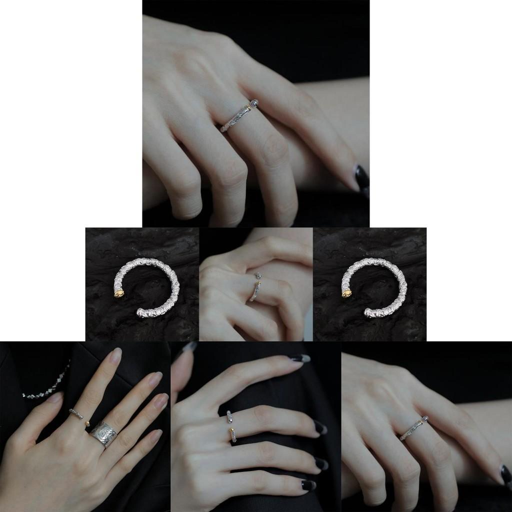 Fashionable High-end Geometric Open Ring For Women With Antique Aesthetic And Floral Details