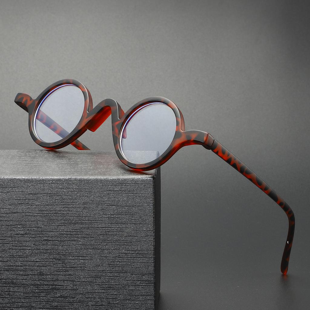 Retro PC Okulary na prezbiopię Męskie Damskie Żywica Stopień Prezbiopii Szkło Mała Oprawka Okrągła Twarz Okulary do Czytania z Żółwiego Pancerza