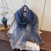 Elagant Shimmer Pearls Striped Hijab Scarf Soft Long Sunscreen Shawl Plain Solid Breathable Foulard Hijab