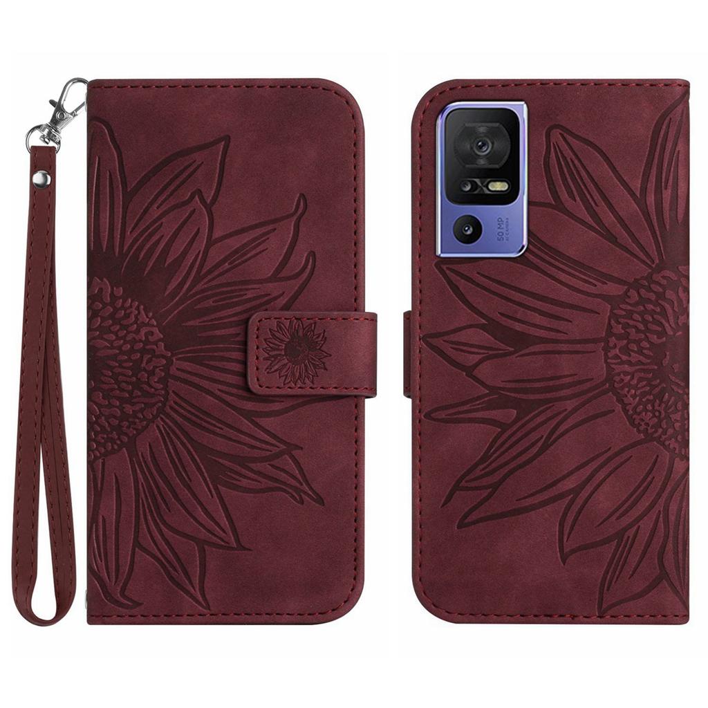 For Infinix Hot 12 Mobile Phone Leather Case TCL 40SE Frosted Sunflower Card Holder Protective Case