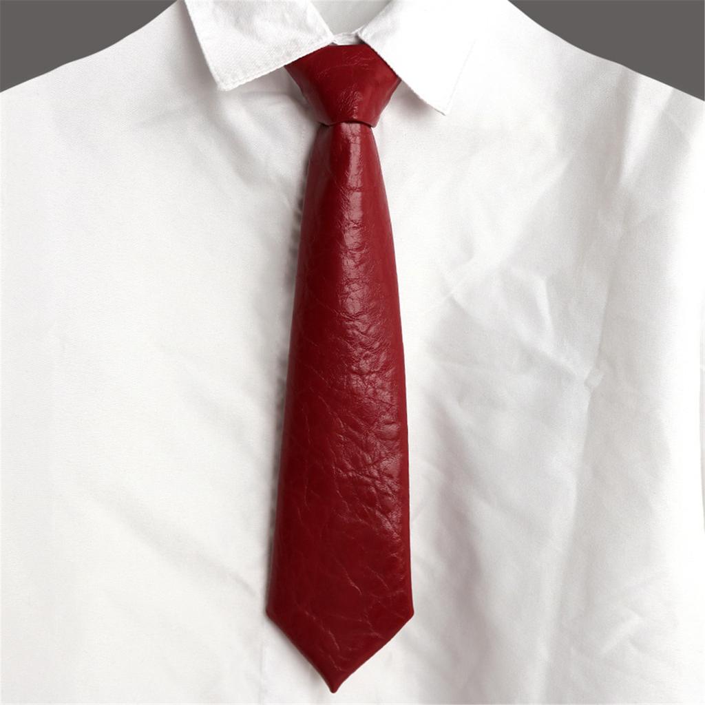 Campus Preppy Necktie Faux Leather Neck Tie Student Uniform Adjustable Pre Tied Neck Tie Shirt Collar Neckwear for Women