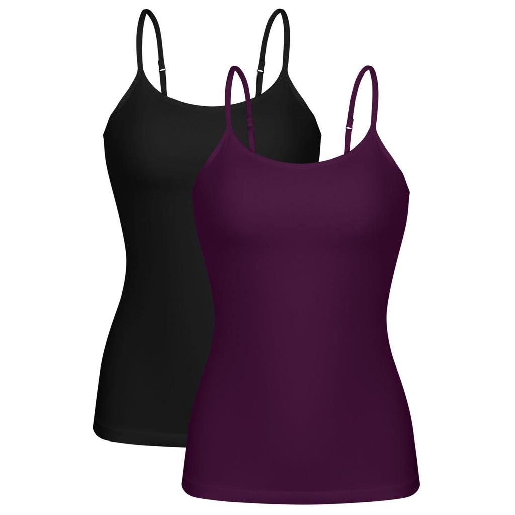 CHARMLEAKS Damen-Unterhemd aus Baumwolle, Damenunterwäsche, Nachtwäsche, Unterwäsche, Hebe-BH, solides Basic-Tanktop, 2er-Pack