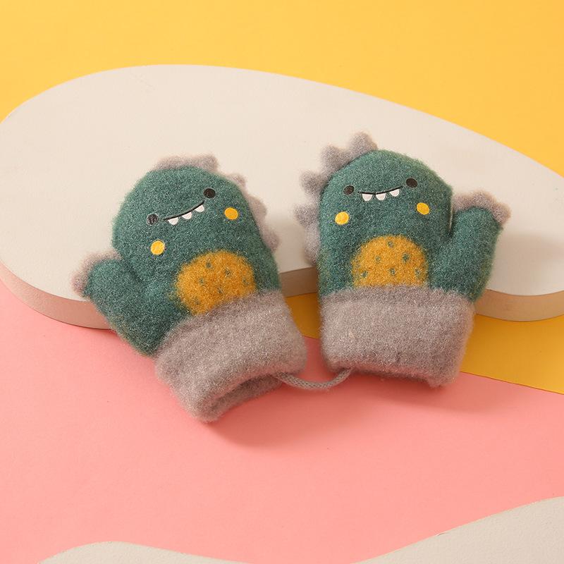 

Toddler and Baby Gloves in Winter Thickened and Velvet To Keep Children Warm Cartoon Cute Little Shark Full Palm Finger Halter One size