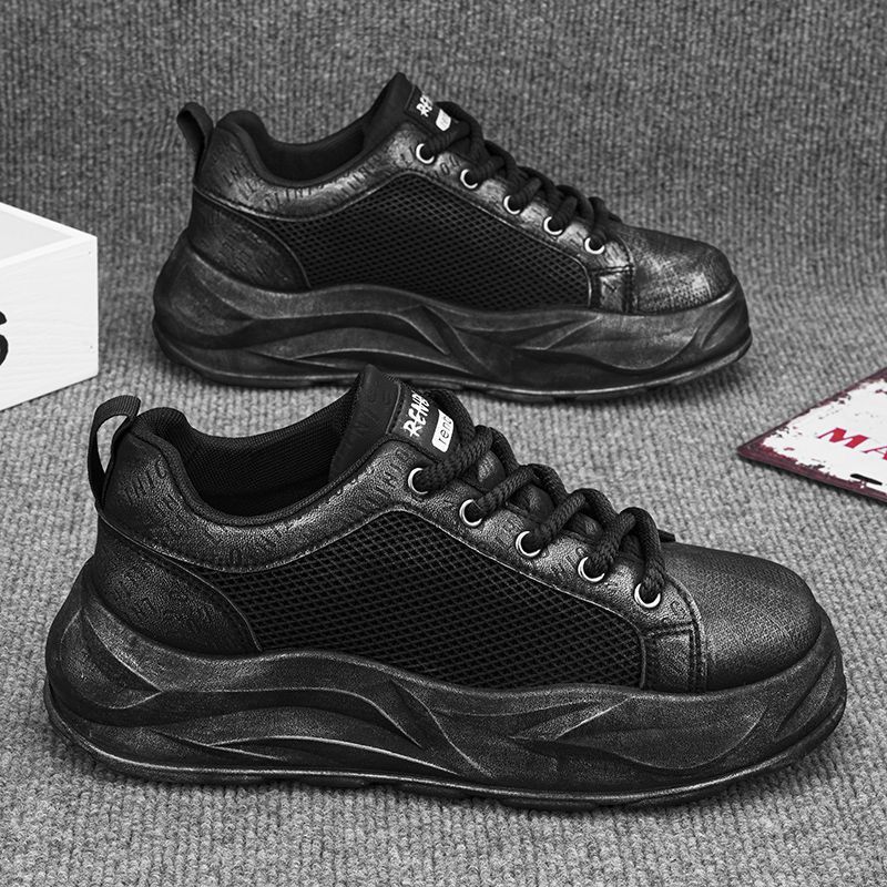 Summer Men's Shoes New Breathable Mesh White Shoes Trendy Versatile Platform Dirty Shoes Casual Dad Shoes