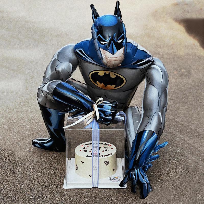 Tegneserie 4D Stereo Stående Spider-Man Batman Iron Man Aluminiumsfolie Ballong Gutt Barnas Bursdagsdekorasjon Arrangement