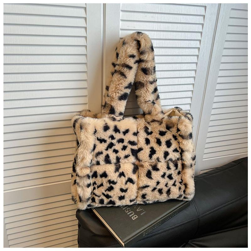 

Bag Women s Leopard Print Plush Portable Tote Bag New Casual Shoulder Fashion Underarm Handbag хаки