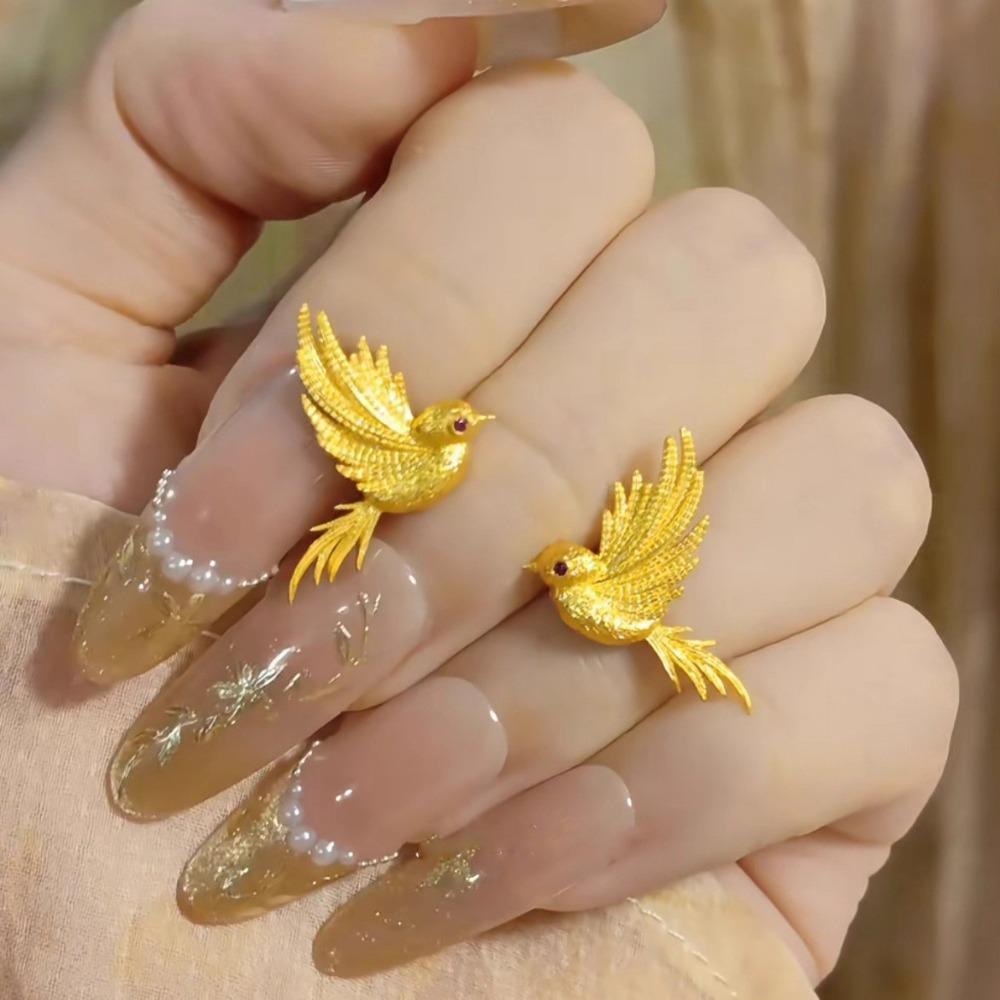 

Vintage Chinese Gold Plated Bird Earrings Elegant Unique Minimalist Luxury Women Fashion Jewelry