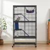 64.6" Metal Small Animal Cage 4-Tier Rolling Ferret Cage with Tray 3 Ramps