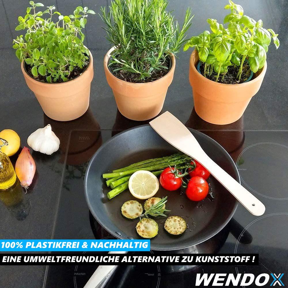 WENDOX Pfannenwender Bratenwender Holzschaber 2er Set [mit & ohne Schlitz]