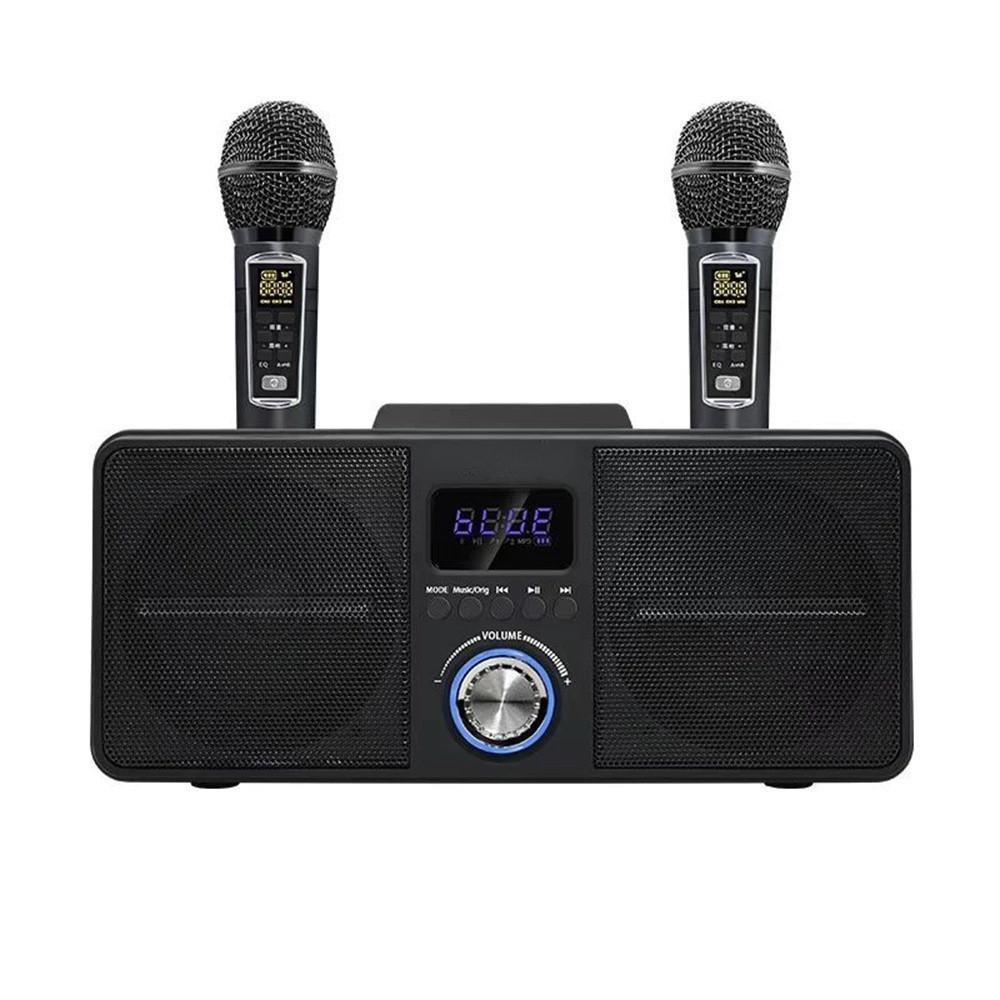 30W Wireless Bluetooth Dual Microphone Karaoke Portable 3D Stereo Speaker TV Family KTV Dedicated Configuration Set
