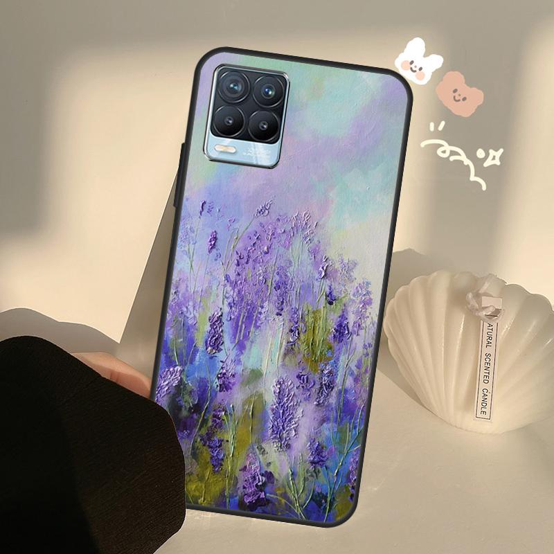 Lavender Purple Flower Case For Realme C71 C63 C61 C55 C51 C53 C25 C65 C67 C75 11 12 13 14 15 Pro Plus GT6 GT7 Pro