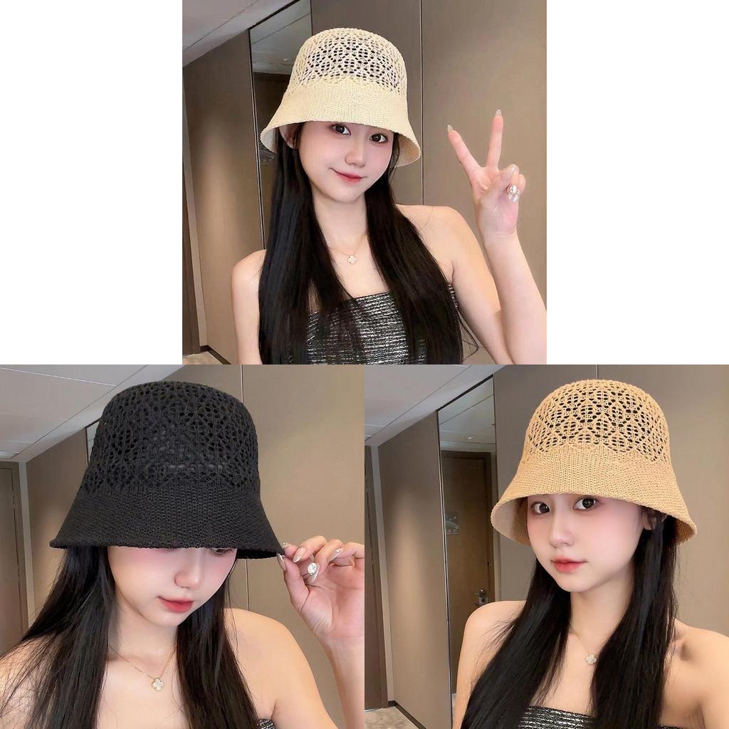 Summer Womens Straw Bucket Hat With Wide Brim For Beach And Sun Protection
