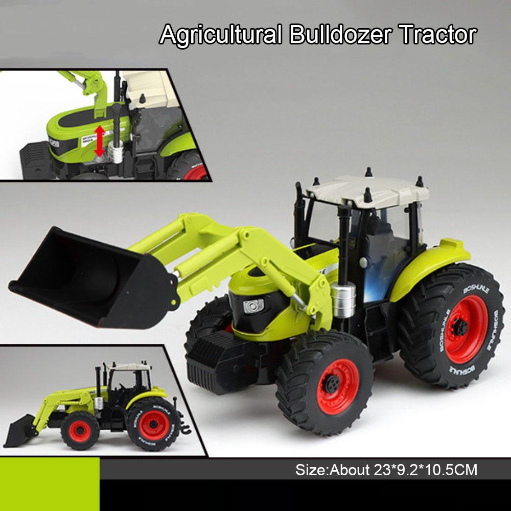 1:32 Excavator Bulldozer Model Toy Car Metal Body Sound Light Slide Forward Tractor Alloy Engineering Vehicles Models Kids Toys
