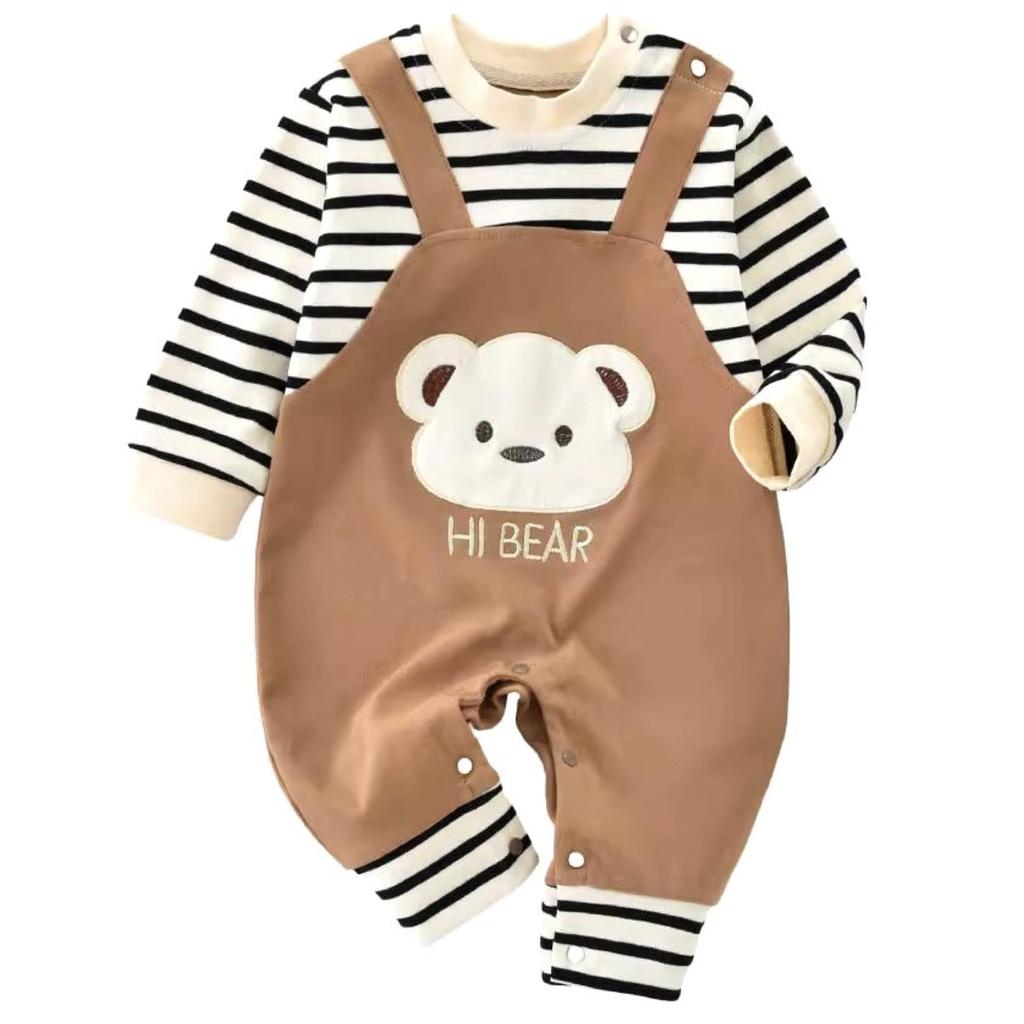 Baby Baby Going 73cm [Butter Cream] Rompers, Stylish, Spring, Autumn, Winter, Bear, Toddler, Baby, Clothes, Cute, Celebration, Striped, Coverall,