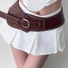 Rivet Studded Belt for Jeans Pants PU Leather Wide Cincher Belt for Shorts Skirt 2000s Girl Clothing Unisex Waist Decors