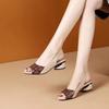Summer new sandals women's medium heel thick heel soft leather cool slippers wear fish mouth large size women's shoes