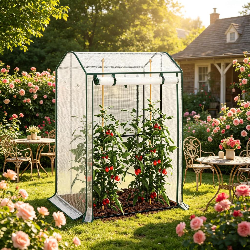 Durable Greenhouse, Plant Winter Tent with Roll-up Front Zipper Door, for Balcony, Patio, Garden