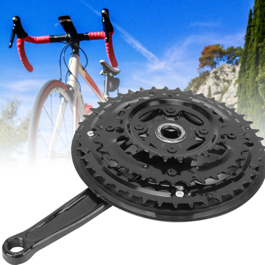 High Carbon Steel Crankset Crank 24-34-42T with Chains Cover for Variable Speed Mountain Bike Road Crankset