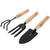 3PCS/Set Wooden Handle Mini Gardening Potted Tool Gardening Shovel Rake Fork Set for Houseplants Potted Plants