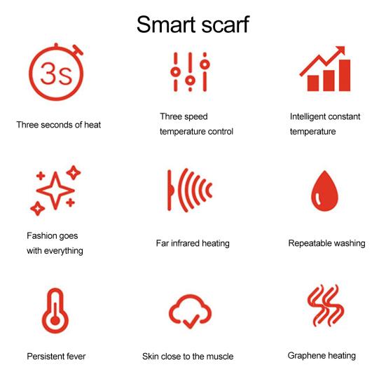Electric Heating Scarf Rechargeable Heated Shawl Neck Warmer with 3 Adjustable Gears Plush Fabric Neck Heating Wrap