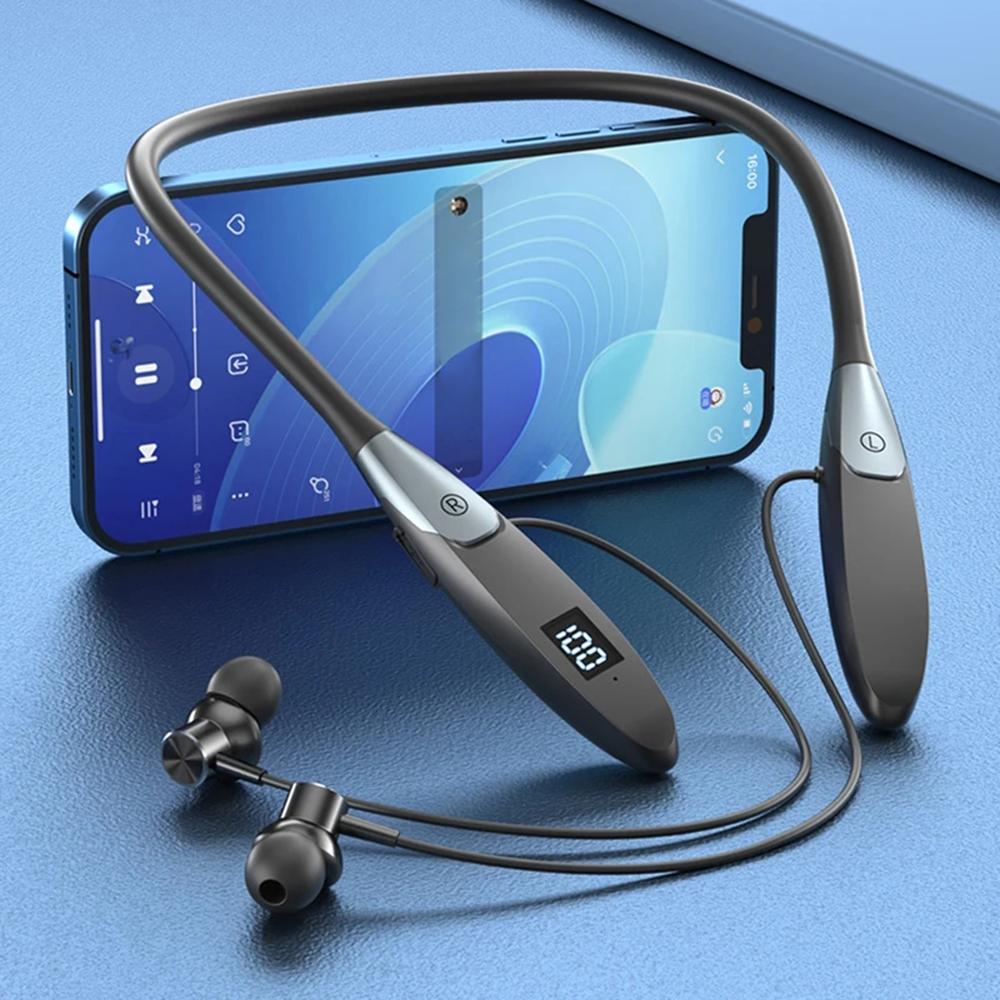 60 Hours Playback Wireless Bluetooth 5.3 Headphones Neckband Bass Stereo Sports Waterproof Headphones with Microphone
