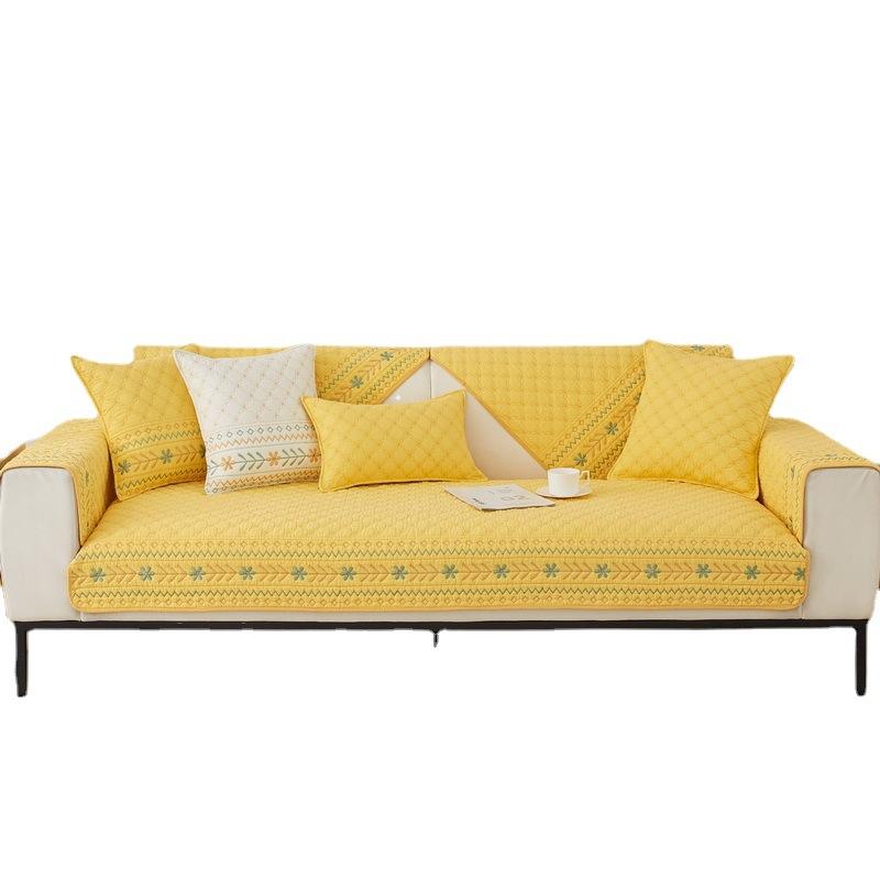 Cream Wind Sofa Cushion, Universal In All Seasons, Non-Slip Washed Cotton Seat Cushion, Korean Small Fresh Straight Row Sofa Cover Towel