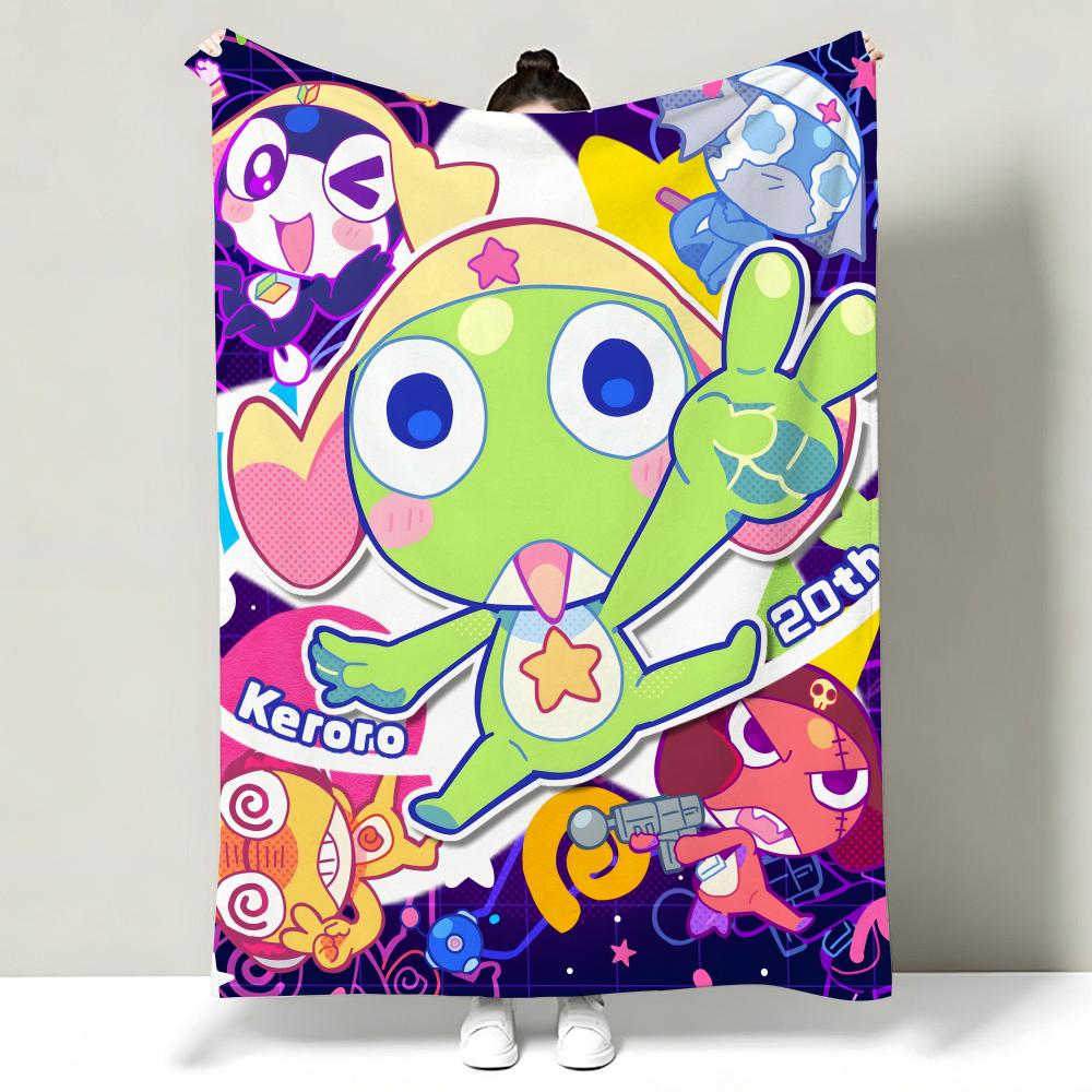 Anime KKeroro GGunso Throw Soft Warm Flannel Throw Blanket Multiuse for Sofa Bed Office Nap