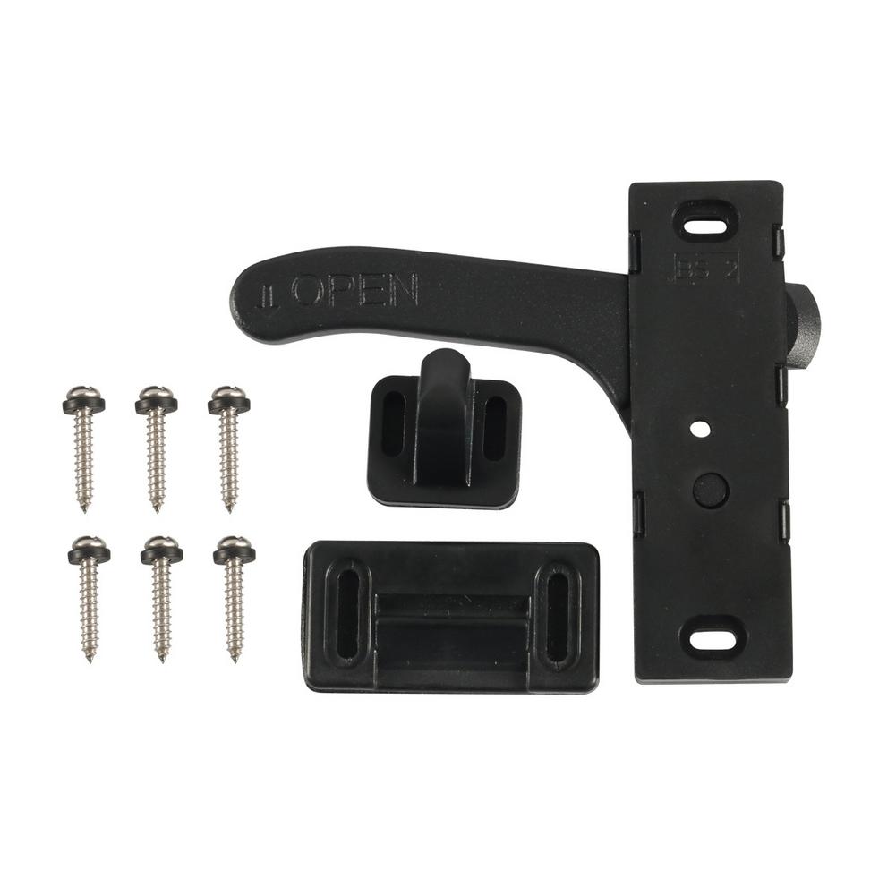 Universal RV Camper Screen Door Latch Right Hand Handle Kit For Travel Trailer Motorhome Black Plastic