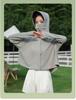Giacca da Donna UPF 50+ Protezione Solare Leggera Seta Ghiacciata Cappotto Solare Blocco UV Mantella Colla Nera Rinfrescante Estiva Capo d'Abbigliamento