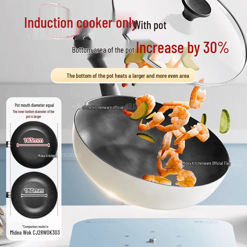 Midea 28cm Deep Flat-Bottom Induction Frying Pan