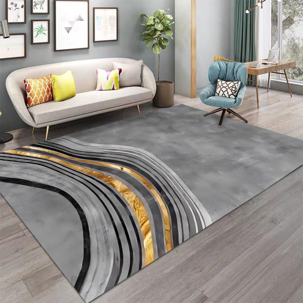 Grauer Teppich Moderner Wohnzimmerteppich für Schlafzimmer Stuhl Waschraum Bodenmatte Waschbar Esszimmer Schlafzimmer Dekor Bodenteppich