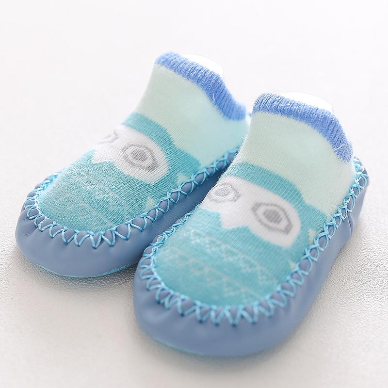 Children's Cartoon Fox Non-Slip Leather Toddler Socks Shoes