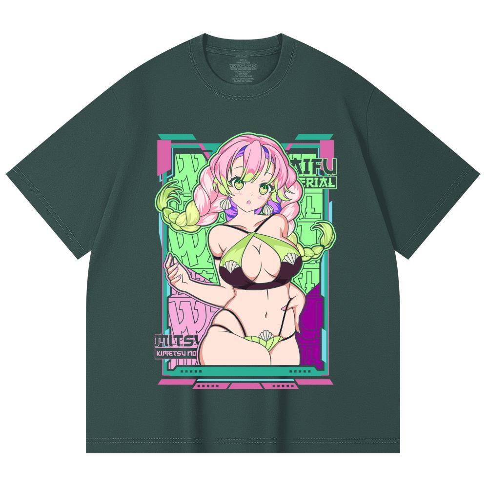 230 Gsm 100% Cotton Demon Slayer V53 Mitsuri Waifu Print Unisex Heavy Cotton T Shirt