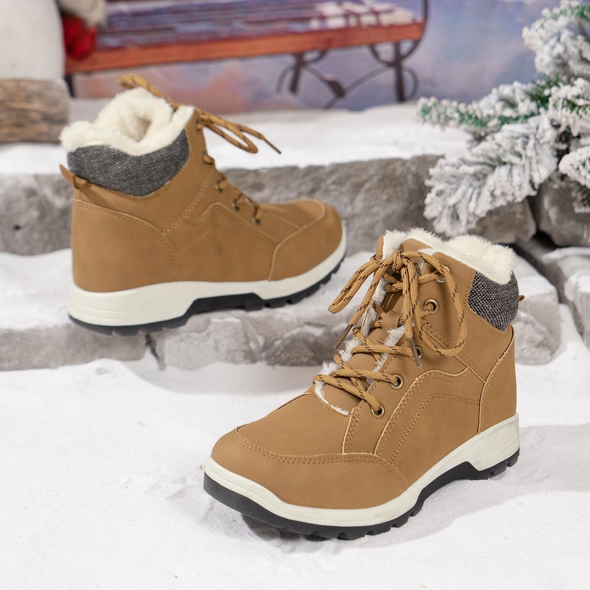 

Модные женские ботинки на платформе, новые зимние уличные нескользящие женские кроссовки с высоким верхом, теплая повседневная обувь на шнуровке, модные женские ботинки на платформе 41 коричневый